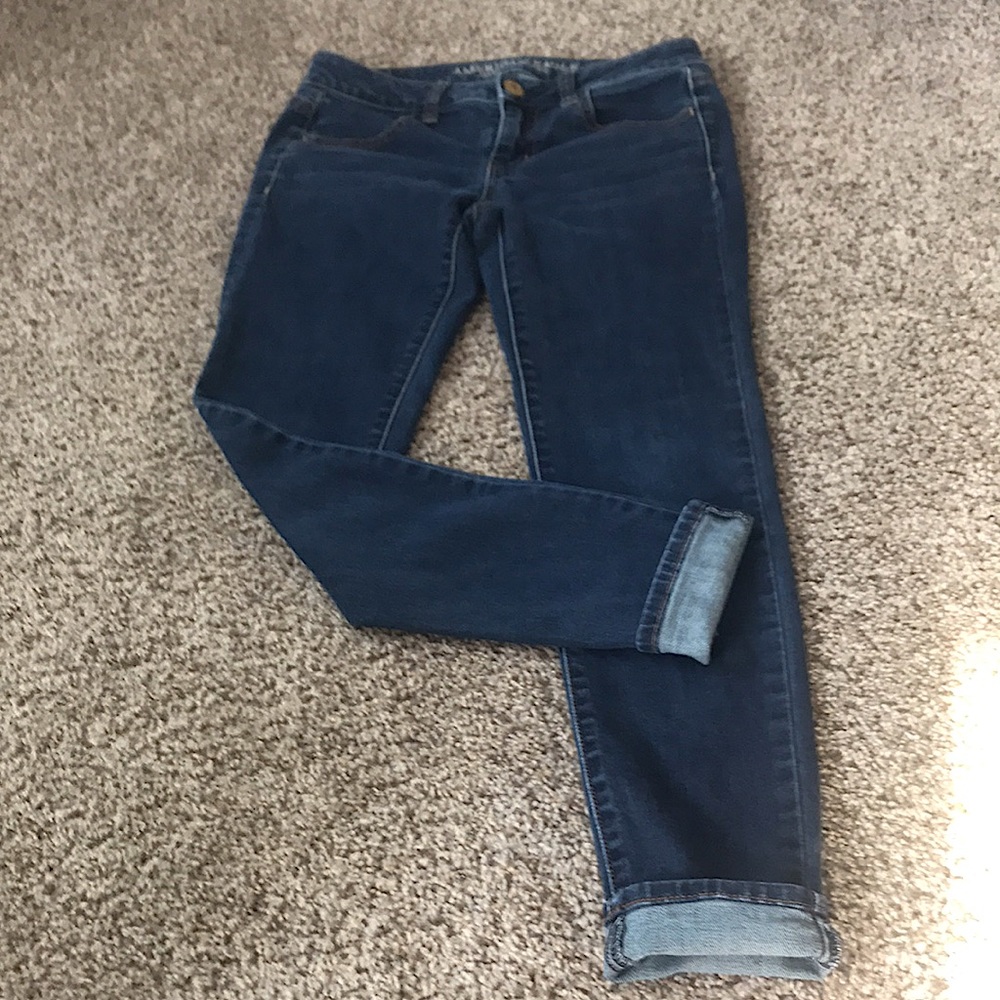 ‼️SOLD‼️AE•EUC•dark blue jeggings•Size:0 short•stretch•no holes or stains!